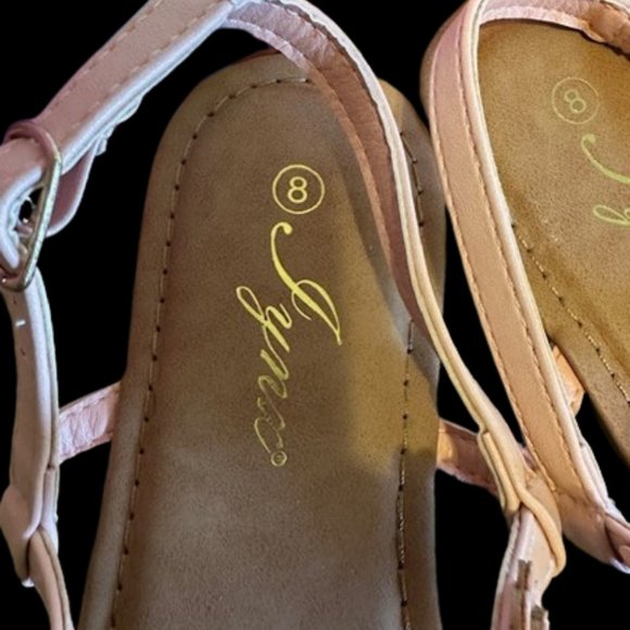 Dusty Pink Faux Leather Sandals - Picture 4 of 9